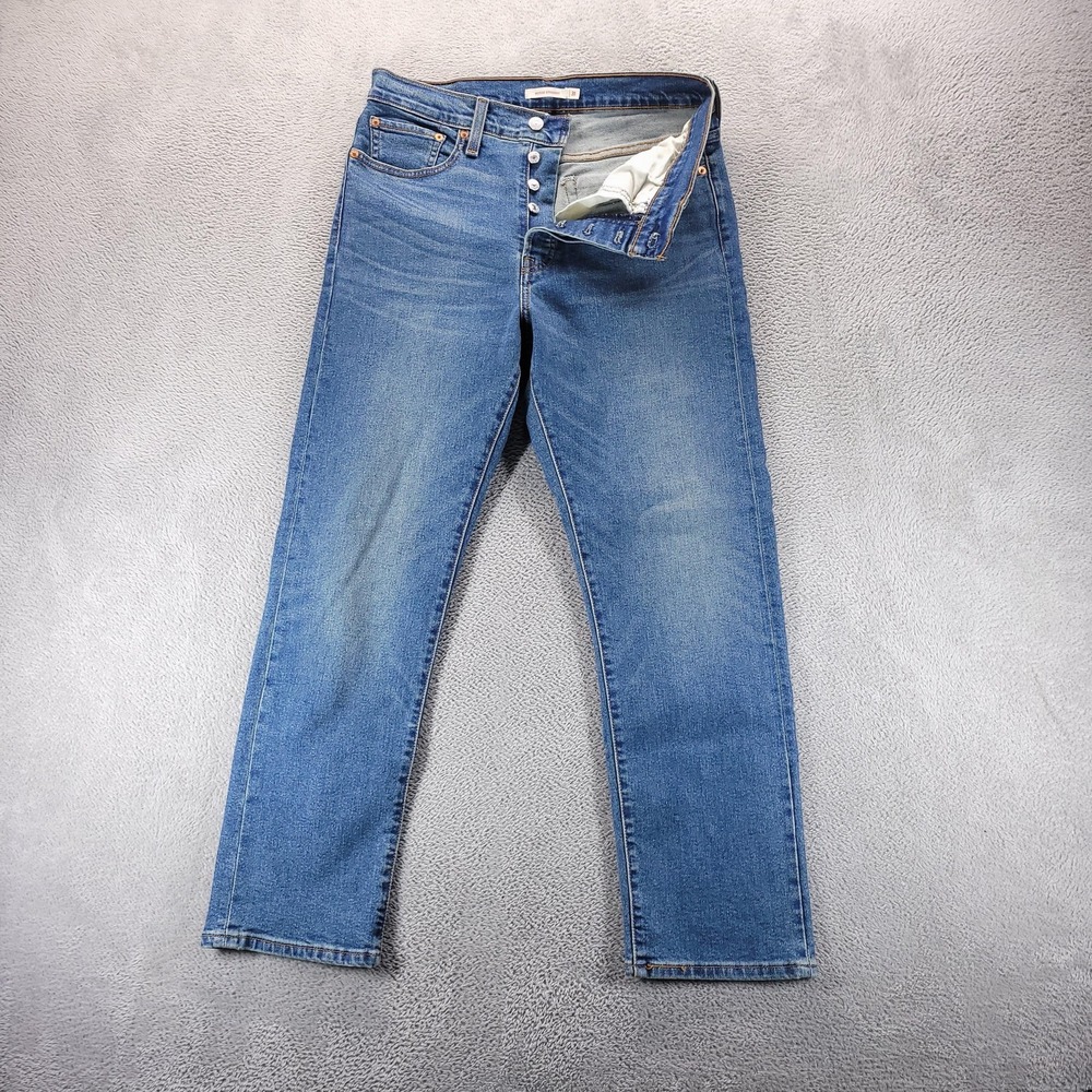 Levis Jeans Womens 31 Blue Wedgie Straight High Rise Button Fly Stretch Denim